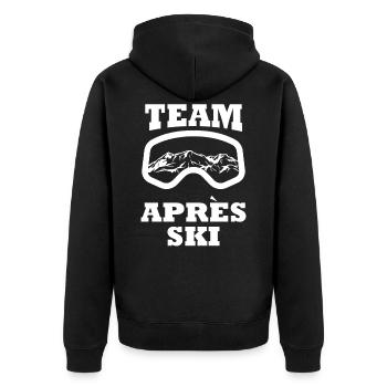 Team Apres Ski - Unisex Premium Organic Zip Hoodie - black - Back - Nico (187cm)