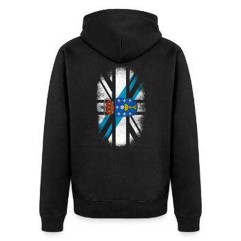 British Galician Flag - Galicia and UK Pride - Unisex Premium Organic Zip Hoodie - black - Back - Nico (187cm)
