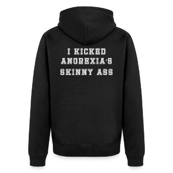 Anorexie Magersucht Ana Essstörung Geschenk Dünn - Unisex Premium Bio Zip Hoodie - Schwarz - Hinten - Nico (187cm)