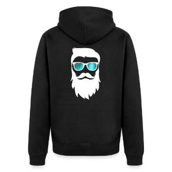 Hipper Weihnachtsmann mit verspiegelter Brille - Unisex Premium Bio Zip Hoodie - Schwarz - Hinten - Nico (187cm)
