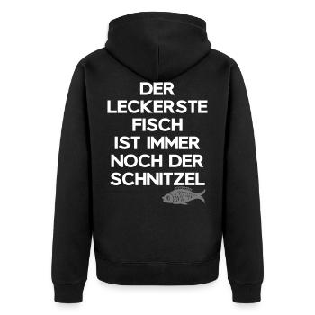 der leckerste Fisch ist immer noch der Schnitzel - Unisex Premium Bio Zip Hoodie - Schwarz - Hinten - Nico (187cm)