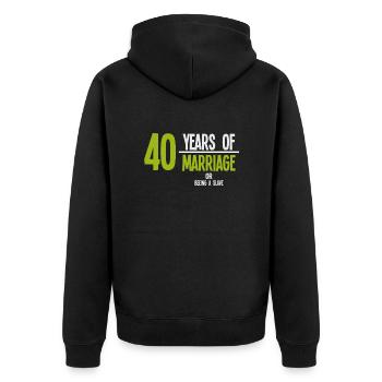 Mariage rubis marié 40 ans - Veste à capuche bio Premium Unisexe - noir - Dos - Nico (187cm)