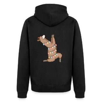 Joyeux Noël Lama Alpaga Cadeau De Noël - Veste à capuche bio Premium Unisexe - noir - Dos - Nico (187cm)