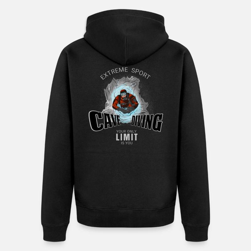 Cave Diving - Höhlentauchen - Unisex Premium Bio Zip Hoodie - Schwarz