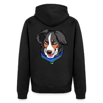 Cadeau de chien de berger américain miniature - Veste à capuche bio Premium Unisexe - noir - Dos - Nico (187cm)
