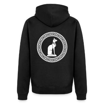 Bronntanas fionnuar bastet - Unisex Premium Organic Zip Hoodie - black - Back - Nico (187cm)