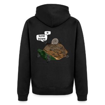Funny turtle slug - Unisex Premium Organic Zip Hoodie - black - Back - Nico (187cm)