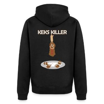 Keks Killer Lebkuchen | Weihnachten Sarkasmus Witz - Unisex Premium Bio Zip Hoodie - Schwarz - Hinten - Nico (187cm)