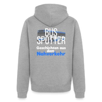 Bus Spotter Transport local - Veste à capuche bio Premium Unisexe - gris chiné - Dos - Nico (187cm)