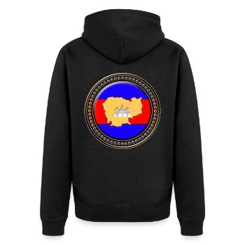 Kambodscha Flagge Landkarte - Unisex Premium Bio Zip Hoodie - Schwarz - Hinten - Nico (187cm)