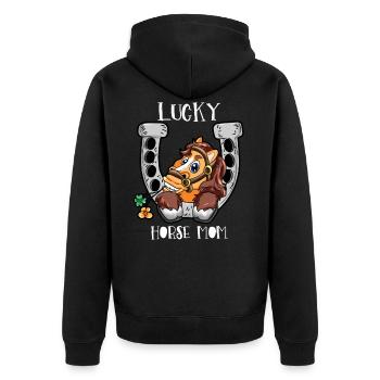Lucky Horse Mom Horse Mom Horse Horses Mama - Unisex Premium Organic Zip Hoodie - black - Back - Nico (187cm)