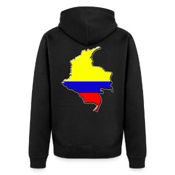 Kolumbien Flagge Landkarte - Unisex Premium Bio Zip Hoodie - Schwarz - Hinten - Nico (187cm)