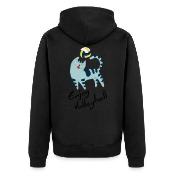 Chat de volleyball - Veste à capuche bio Premium Unisexe - noir - Dos - Nico (187cm)