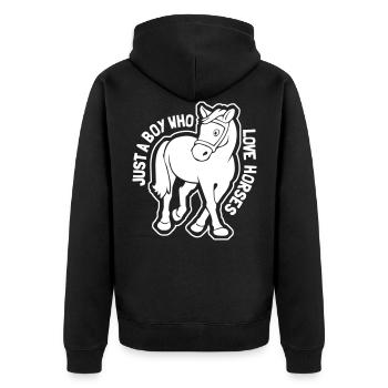 Just A Boy Who Love Horses Gift Rider Gift - Unisex Premium Organic Zip Hoodie - black - Back - Nico (187cm)