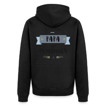 Proud daddy of twins father saying gift - Unisex Premium Organic Zip Hoodie - black - Back - Nico (187cm)