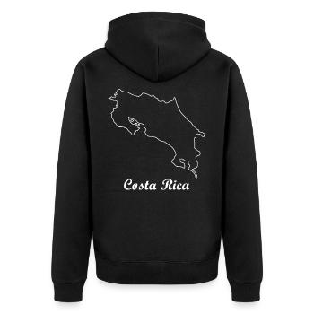 Costa Rica Landkarte - Unisex Premium Bio Zip Hoodie - Schwarz - Hinten - Nico (187cm)
