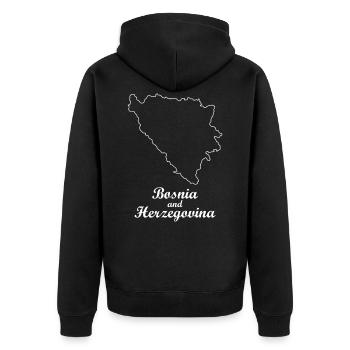 Bosnia and Herzegovina map - Unisex Premium Organic Zip Hoodie - black - Back - Nico (187cm)