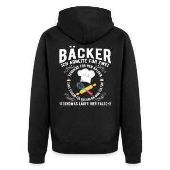 Bäcker Spruch - Unisex Premium Bio Zip Hoodie - Schwarz - Hinten - Nico (187cm)