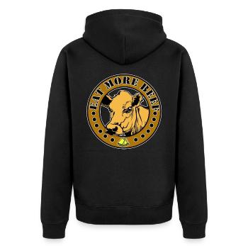 Eat more Beef - Unisex Premium Bio Zip Hoodie - Schwarz - Hinten - Nico (187cm)