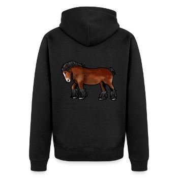 Belgian horse belgisches Pferd Brabançon Brabant - Unisex Premium Bio Zip Hoodie - Schwarz - Hinten - Nico (187cm)