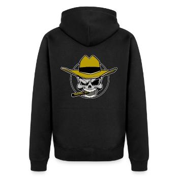 Skull - Cowboy - Unisex Premium Organic Zip Hoodie - black - Back - Nico (187cm)