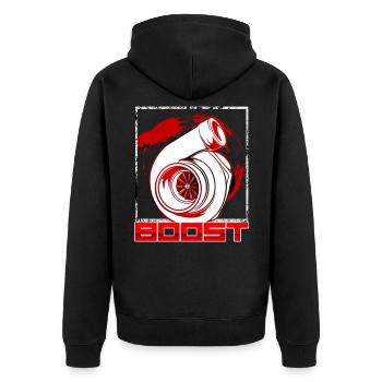 Treisiú Dearadh Bronntanais Car Turbo - Unisex Premium Organic Zip Hoodie - black - Back - Nico (187cm)