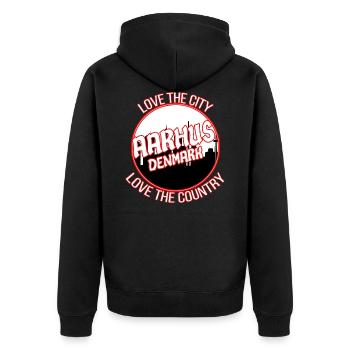 Aarhus Danemark ville motif - Veste à capuche bio Premium Unisexe - noir - Dos - Nico (187cm)