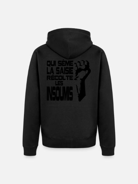 Sows entering the rebellious crop - Unisex Premium Organic Zip Hoodie - black