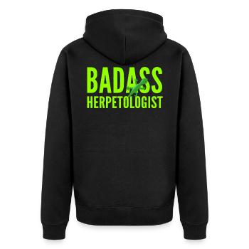 Herpetologie Zoologie Zoologe Geschenk - Unisex Premium Bio Zip Hoodie - Schwarz - Hinten - Nico (187cm)