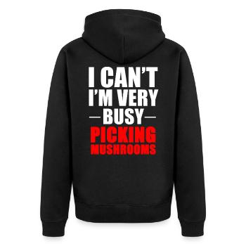Pilzsammler Pilze sammeln Geschenk - Unisex Premium Bio Zip Hoodie - Schwarz - Hinten - Nico (187cm)