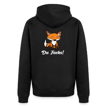 Fuchs - Unisex Premium Bio Zip Hoodie - Schwarz - Hinten - Nico (187cm)