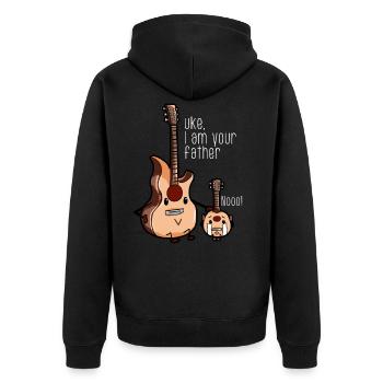 Uke I am your father Ukulele Gitarre lustig - Unisex Premium Bio Zip Hoodie - Schwarz - Hinten - Nico (187cm)