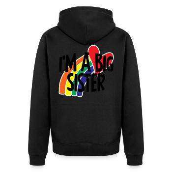 Große Schwester Regenbogen Im a Big Sister Family - Unisex Premium Bio Zip Hoodie - Schwarz - Hinten - Nico (187cm)
