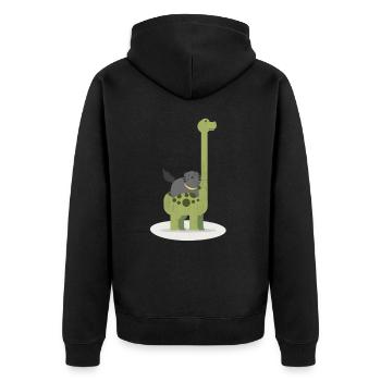Dearadh Bronntanais Gleoite Katze und Dinosaurier - Unisex Premium Bio Zip Hoodie - Schwarz - Hinten - Nico (187cm)