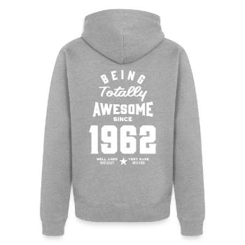 Since 1962 - Unisex Premium Organic Zip Hoodie - heather grey - Back - Nico (187cm)