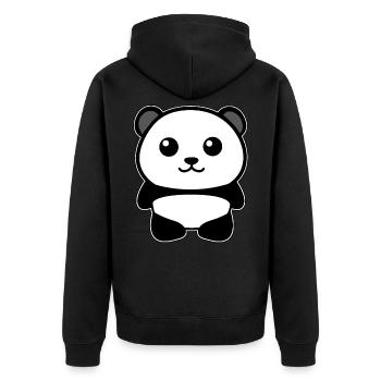 panda - Unisex Premium Organic Zip Hoodie - black - Back - Nico (187cm)