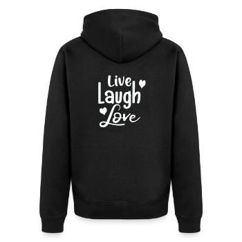 Idée cadeau Live Laugh Love # - Veste à capuche bio Premium Unisexe - noir - Dos - Nico (187cm)