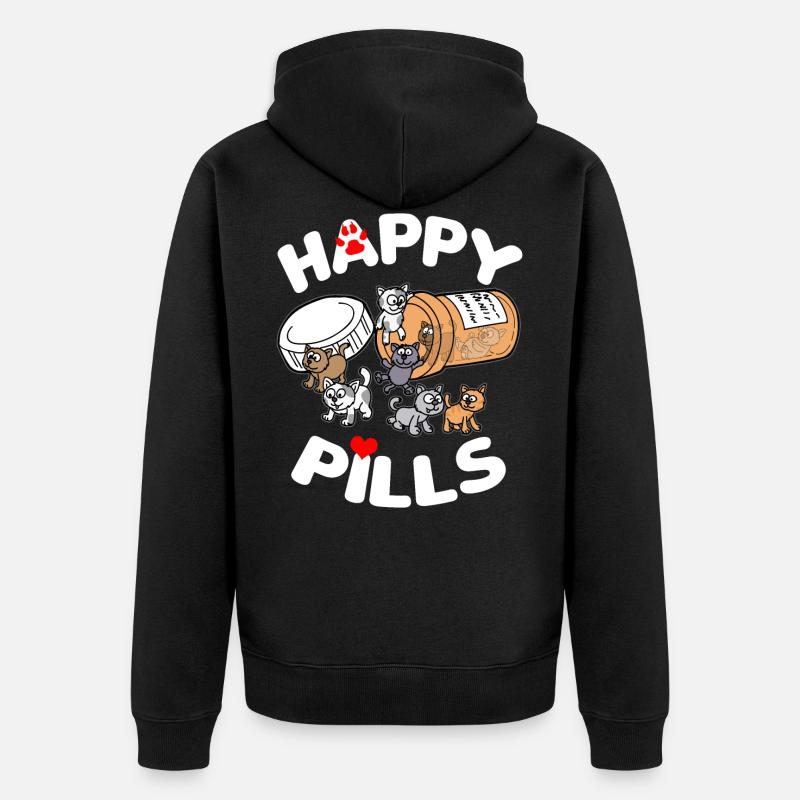 HAPPY PILLS Chats Chat amour cadeau chat - Veste à capuche bio Premium Unisexe - noir
