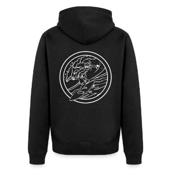 Surfer - Unisex Premium Bio Zip Hoodie - Schwarz - Hinten - Nico (187cm)