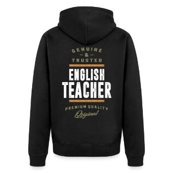 Professeur d'anglais authentique et de confiance - Veste à capuche bio Premium Unisexe - noir - Dos - Nico (187cm)