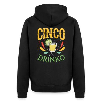 Cinco de Drinko Design with Tequila Shot Drawing - Unisex Premium Organic Zip Hoodie - black - Back - Nico (187cm)