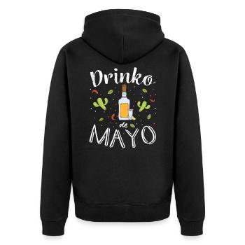 Drinko de mayo design with tequila illustration - Unisex Premium Organic Zip Hoodie - black - Back - Nico (187cm)