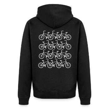 Fahrrad - Fahrräder Schwarz Weiß - Unisex Premium Bio Zip Hoodie - Schwarz - Hinten - Nico (187cm)