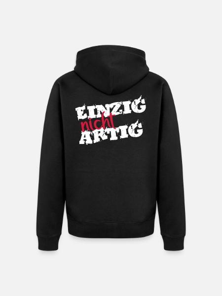 Einzigartig Einzig Lustig Artig Frech Anders Motto - Unisex Premium Bio Zip Hoodie - Schwarz