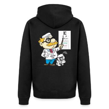 Ophthalmologist Optician Blind Fish Glasses Doctor Dog - Unisex Premium Organic Zip Hoodie - black - Back - Nico (187cm)