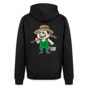 Gärtner Flortist Garten Gießkanne Rechen Geschenk - Unisex Premium Bio Zip Hoodie - Schwarz - Hinten - Nico (187cm)