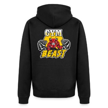 Fitness Gym Bodybuilding Sport Training Stier - Unisex Premium Bio Zip Hoodie - Schwarz - Hinten - Nico (187cm)