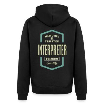 Echter Dolmetscher - Unisex Premium Bio Zip Hoodie - Schwarz - Hinten - Nico (187cm)