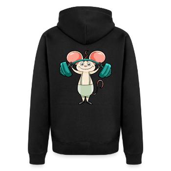 Souris les poids soulève le sport de force pression de banque enfant - Veste à capuche bio Premium Unisexe - noir - Dos - Nico (187cm)