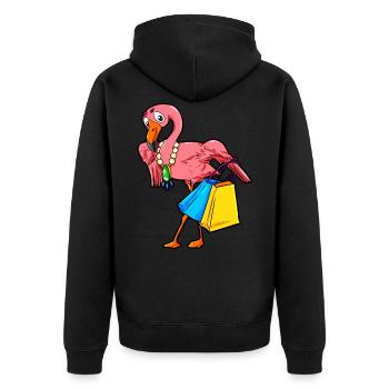 Shopping Flamingo Shopping Bande dessinée Style - Veste à capuche bio Premium Unisexe - noir - Dos - Nico (187cm)